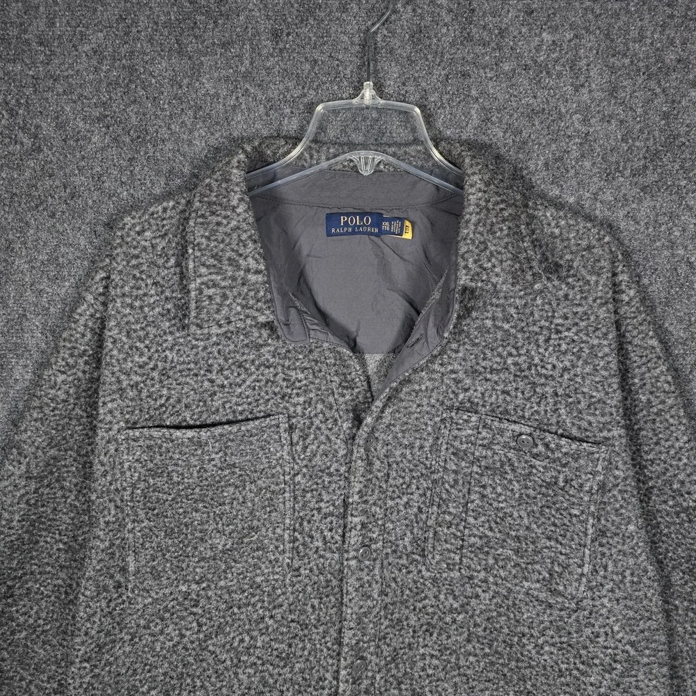 Polo Ralph Lauren Shirt Jacket Mens XXL Brushed Fleece Button Up Gray Shacket